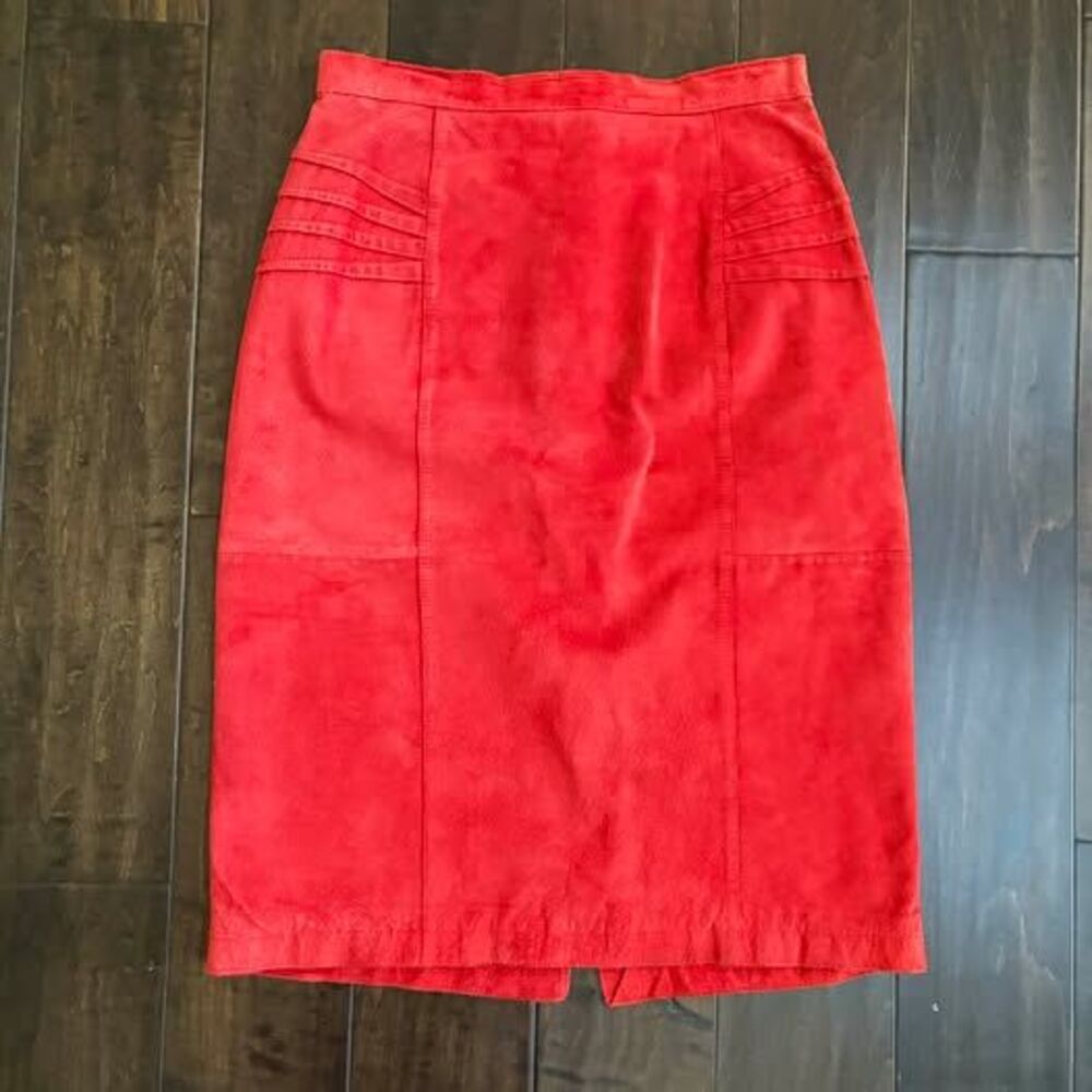 Vintage Red Suede Pencil Skirt